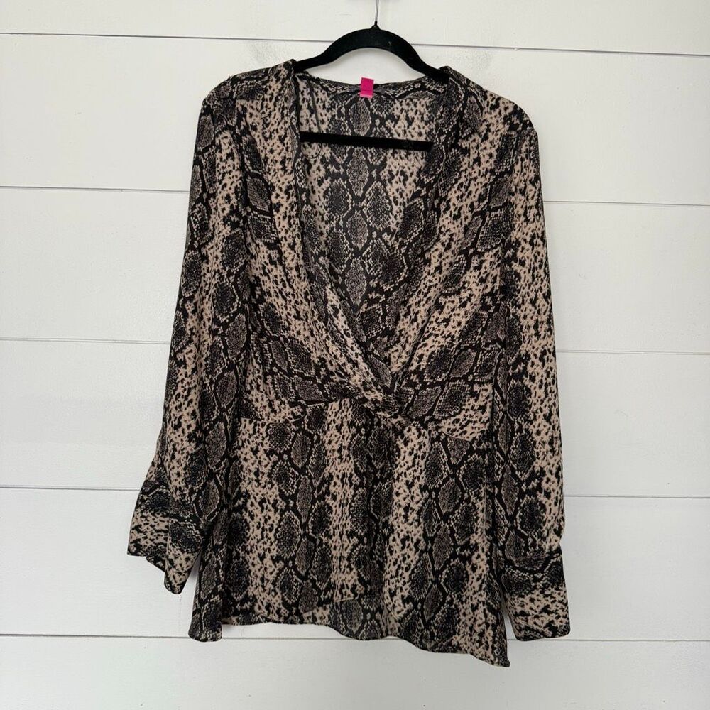 Vince Camuto Women’s Large Snake Python Faux Wrap Top